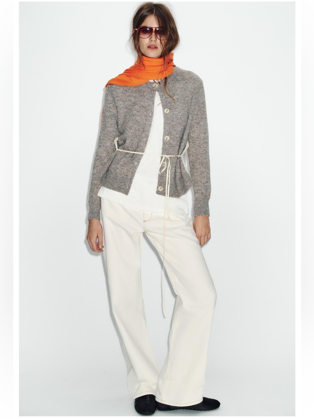 Zara COMBINATION KNIT CARDIGAN WITH BELT
